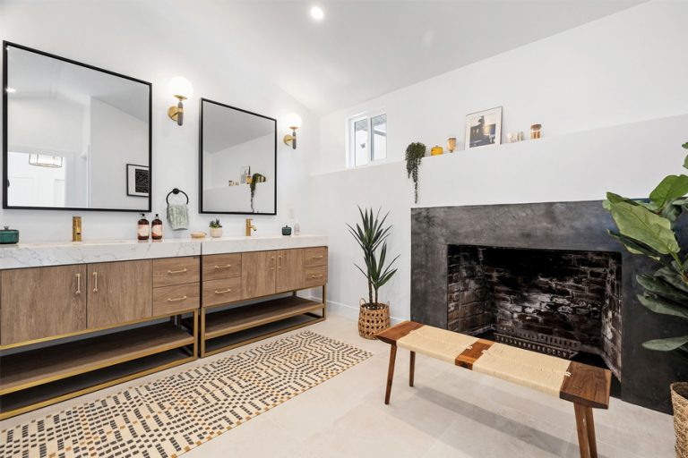 Cozy Bathroom Fireplace at 5706 Costello